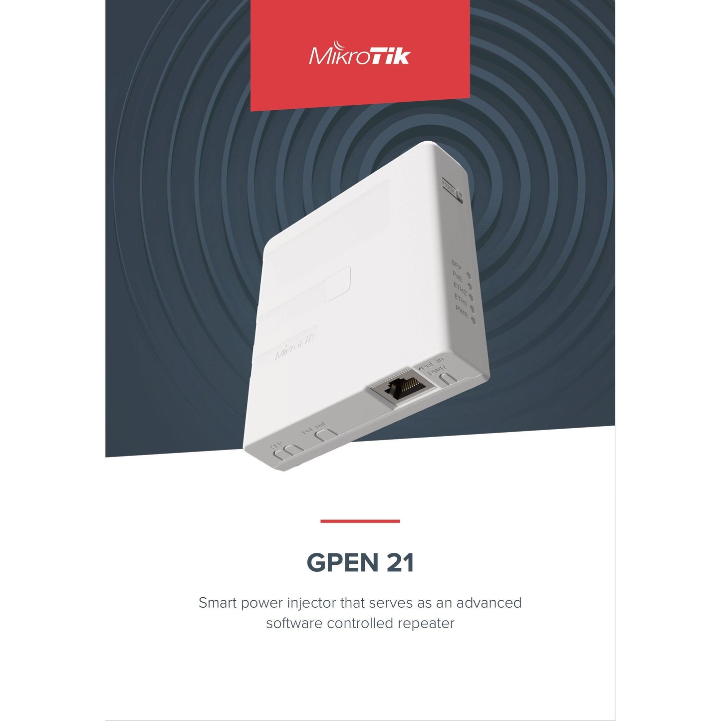 MikroTik GPEN21 Smart Media Converter with PoE Pass-through | GPEN21