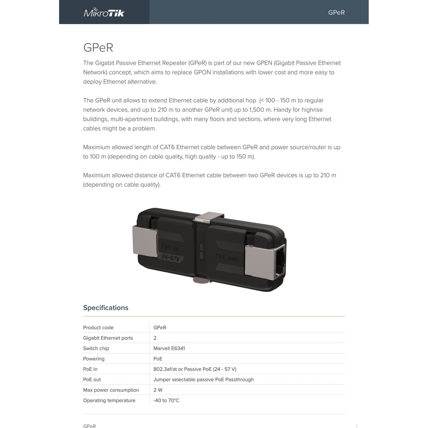 MikroTik IP67 Outdoor Enclosure for RB-GPER | GPeR-IP67-Case
