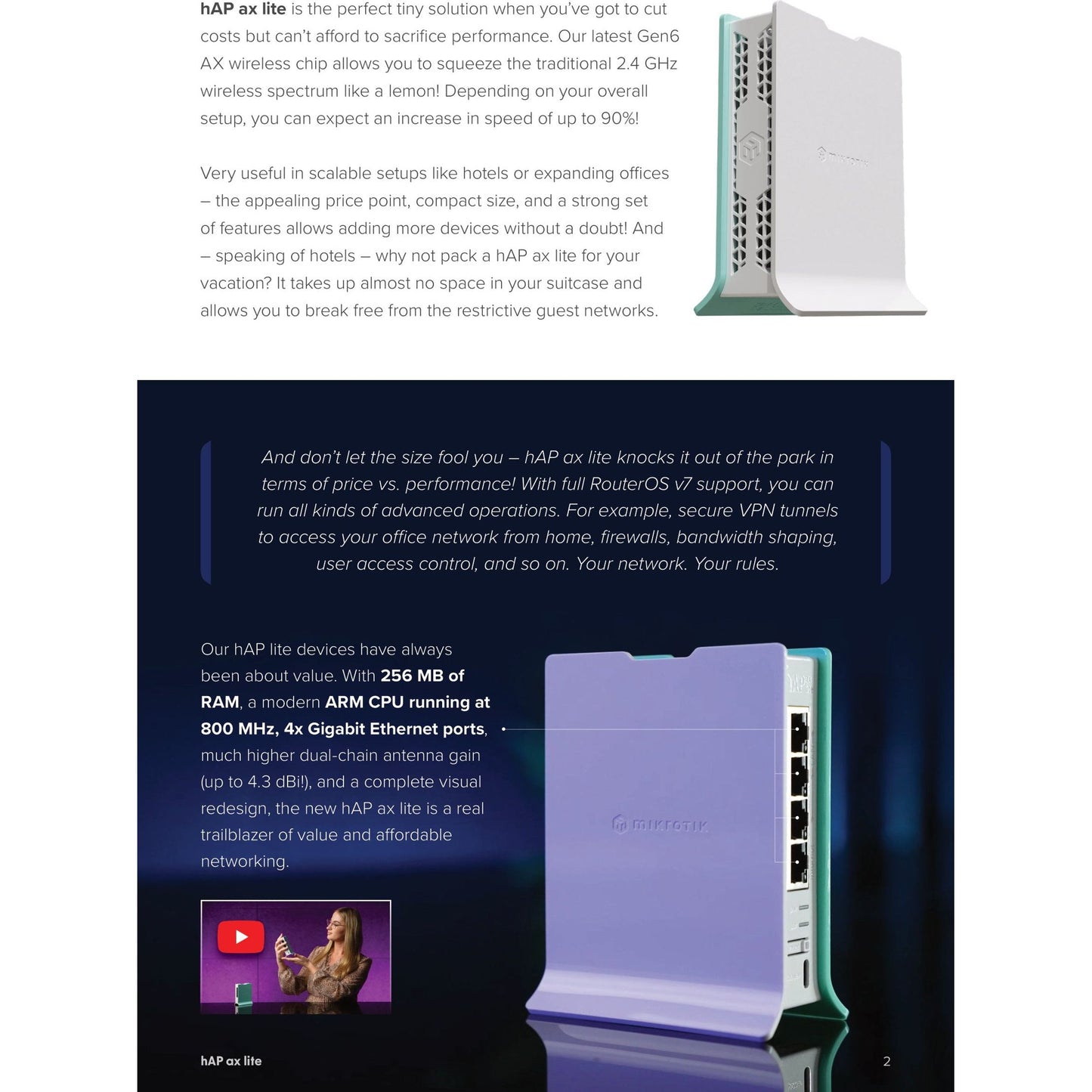 MikroTik hAP ax lite 4 Port Gigabit 600Mbps WiFi 6 Router | L41G-2axD