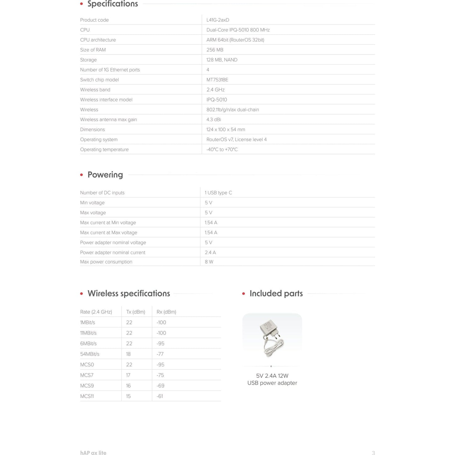 MikroTik hAP ax lite 4 Port Gigabit 600Mbps WiFi 6 Router | L41G-2axD