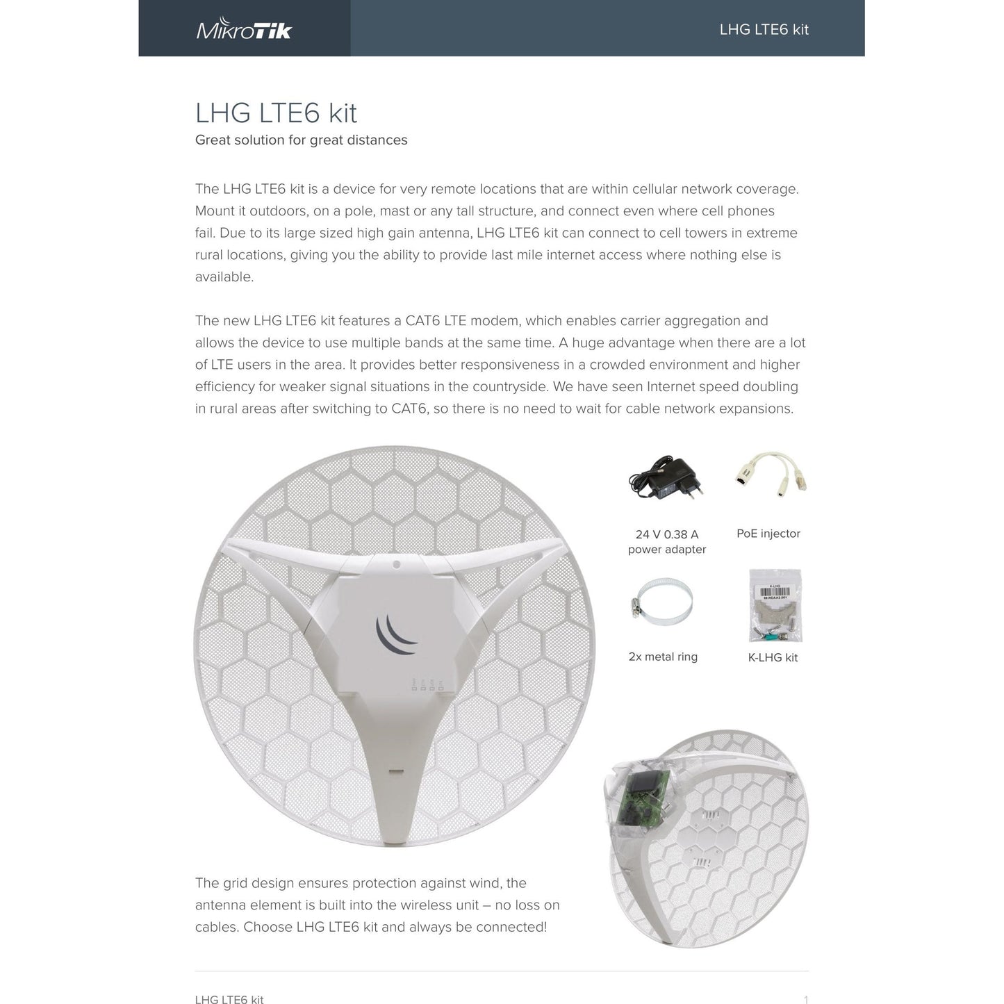 MikroTik LHG LTE6 Kit 17dBi Outdoor CPE | RBLHGR&R11e-LTE6