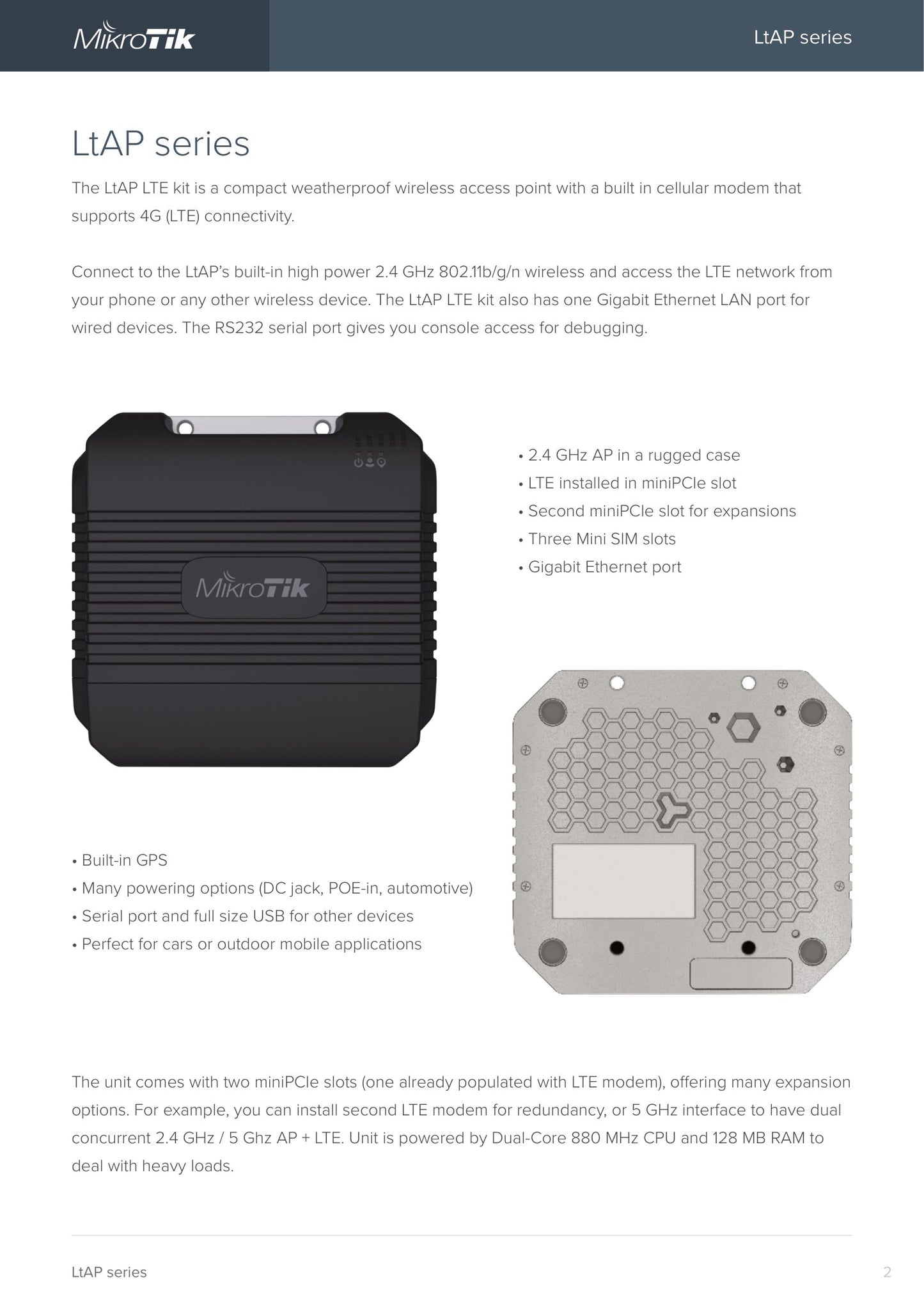 MikroTik LtAP LTE6 Kit 3 SIM 2 mPCIe and GPS Router | RBLtAP-2HnD&R11e-LTE6