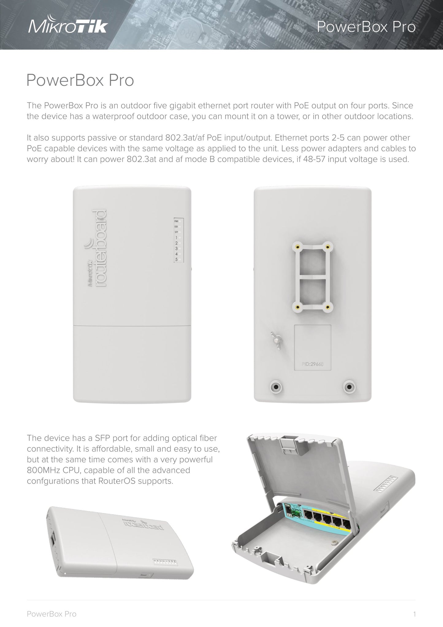 MikroTik PowerBox Pro 5 Port Gigabit 1SFP Outdoor Router | RB960PGS-PB