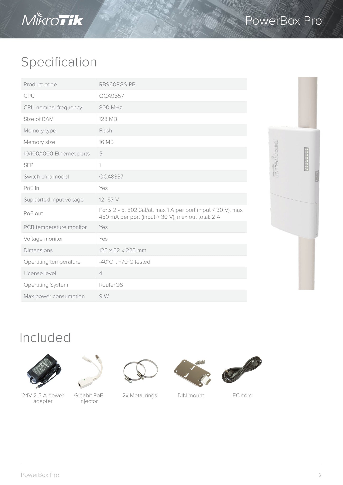 MikroTik PowerBox Pro 5 Port Gigabit 1SFP Outdoor Router | RB960PGS-PB