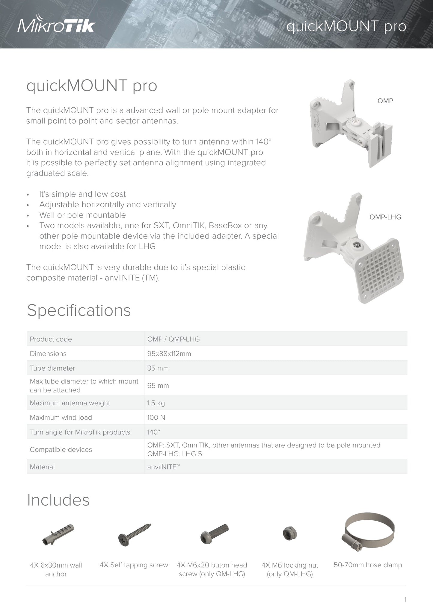 MikroTik QuickMount Pro for Light Head Grid | QMP-LHG