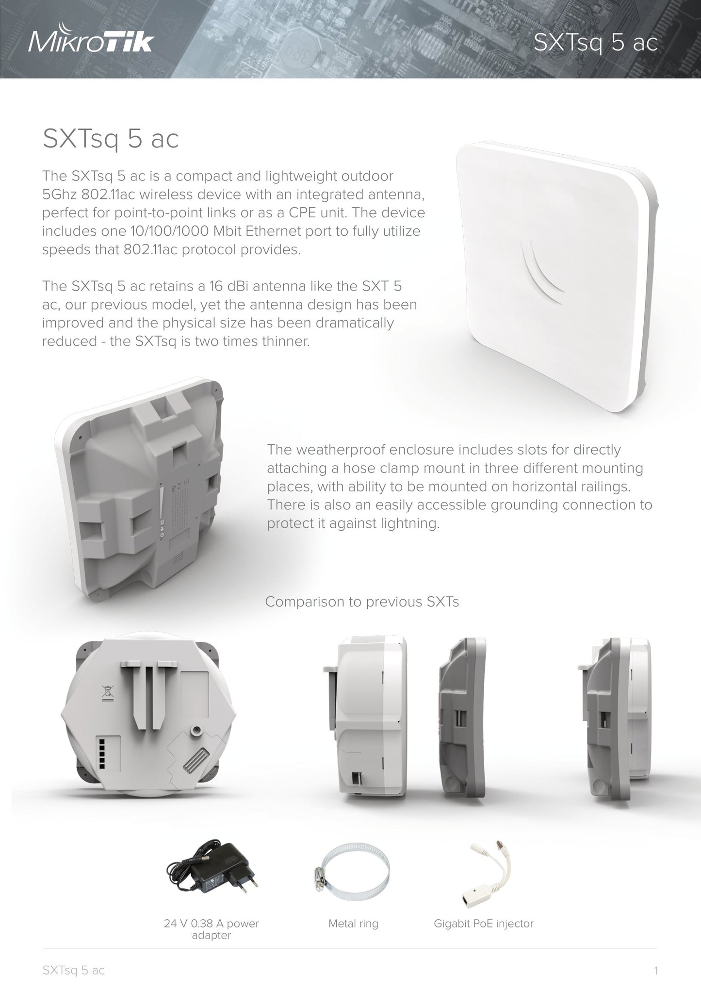 MikroTik SXTsq 5 ac 16dBi Dual Chain Outdoor CPE | RBSXTsqG-5acD
