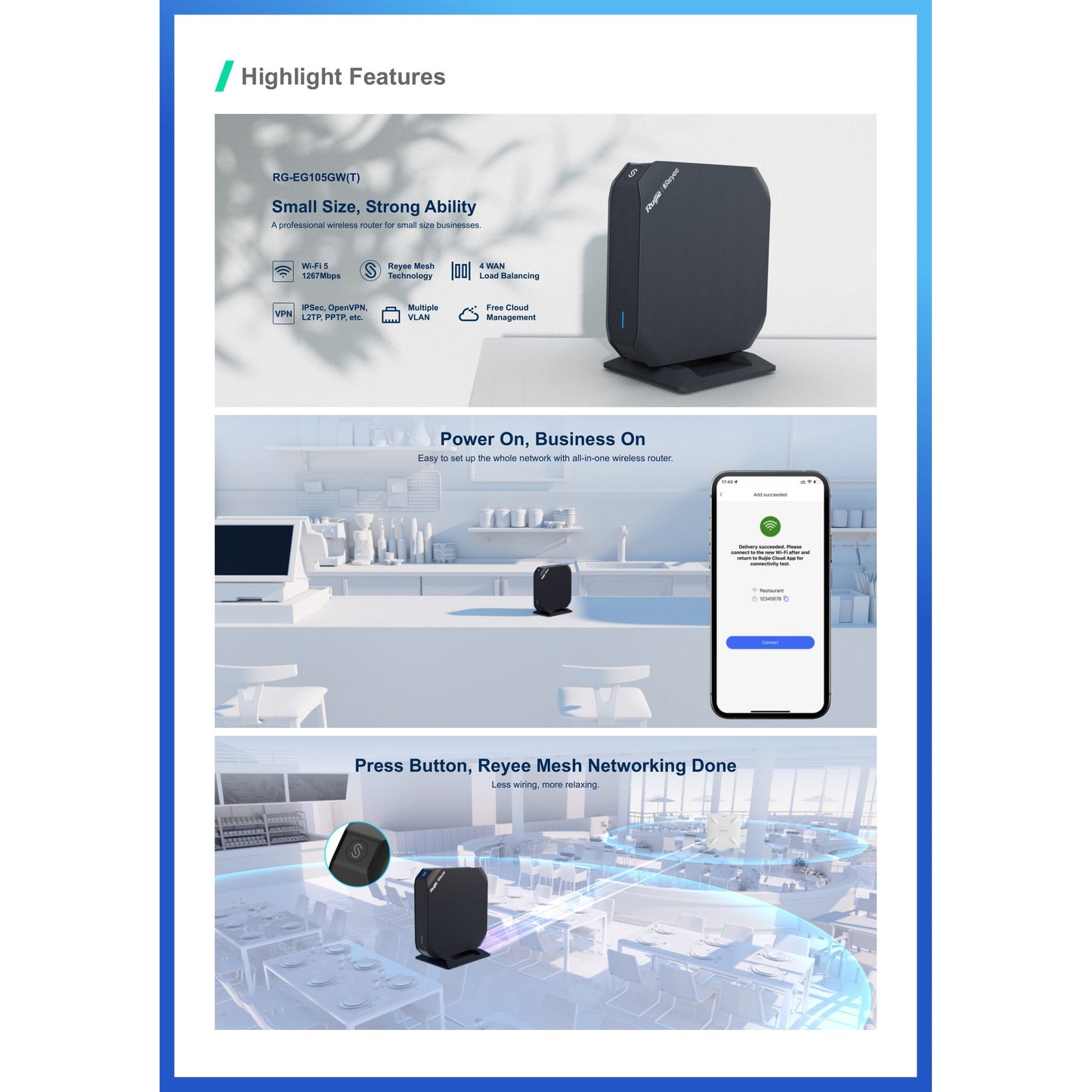Reyee 5 Port Gigabit AC Wave 2 Cloud Router | RG-EG105GW(T)