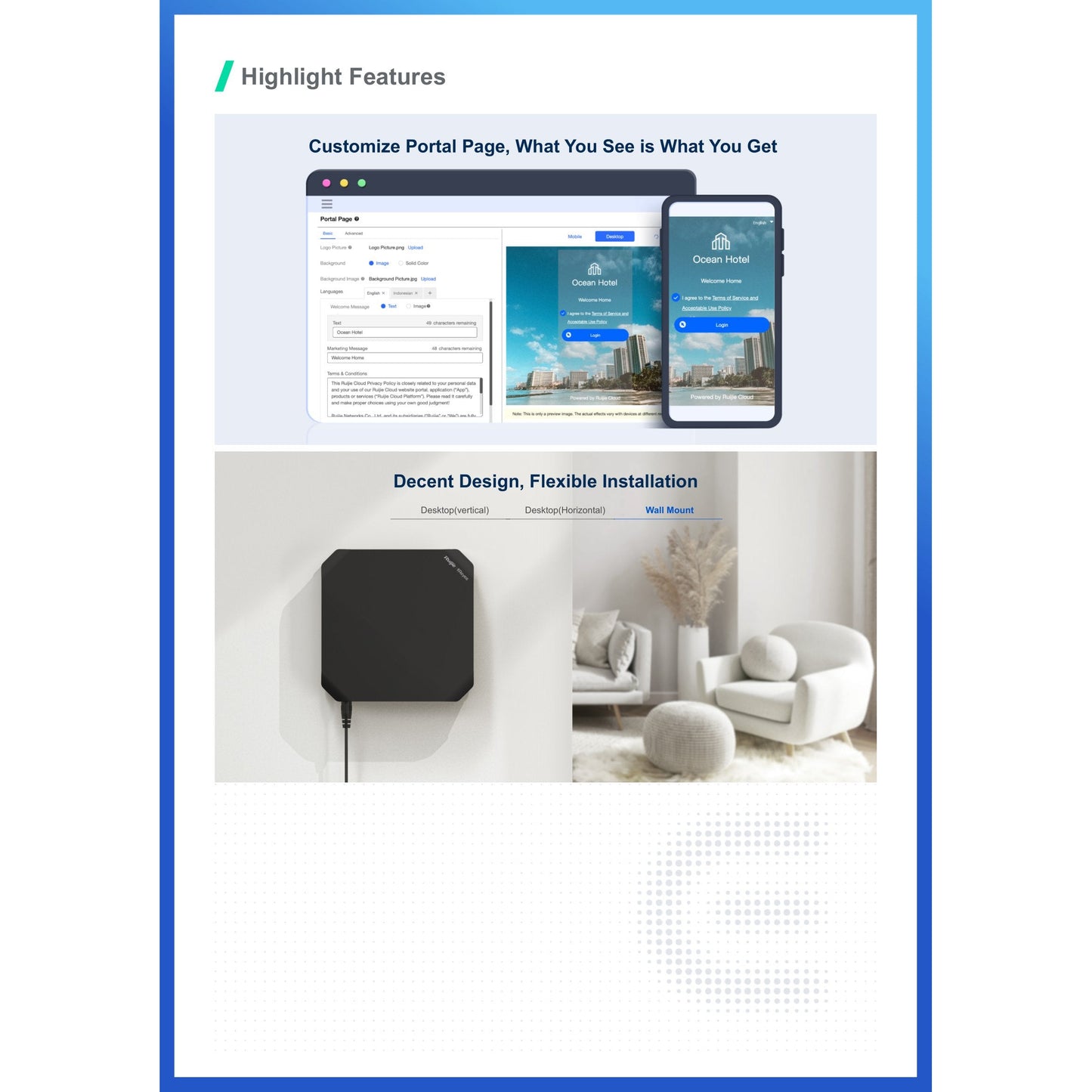 Reyee 5 Port Gigabit AC Wave 2 Cloud Router | RG-EG105GW(T)