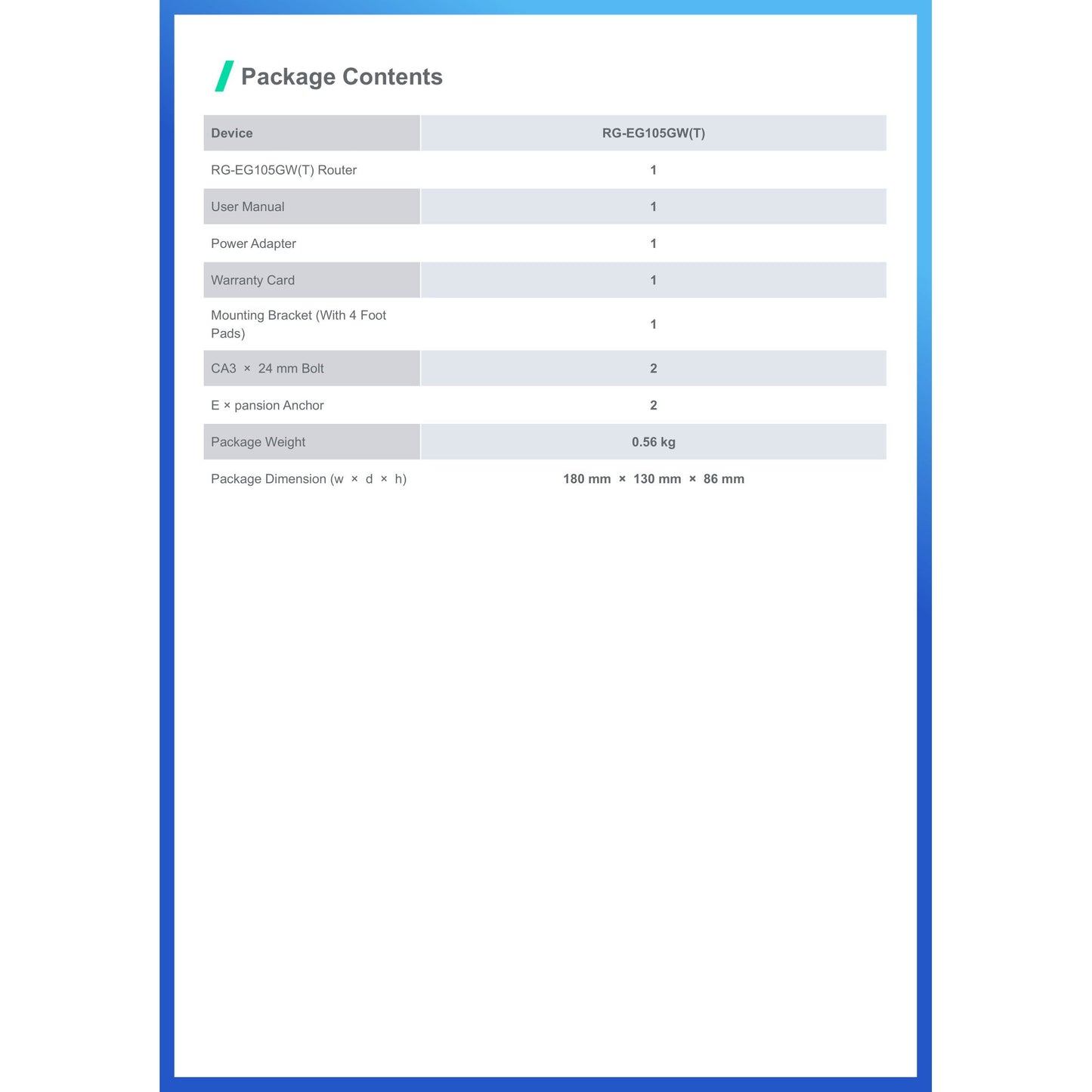 Reyee 5 Port Gigabit AC Wave 2 Cloud Router | RG-EG105GW(T)