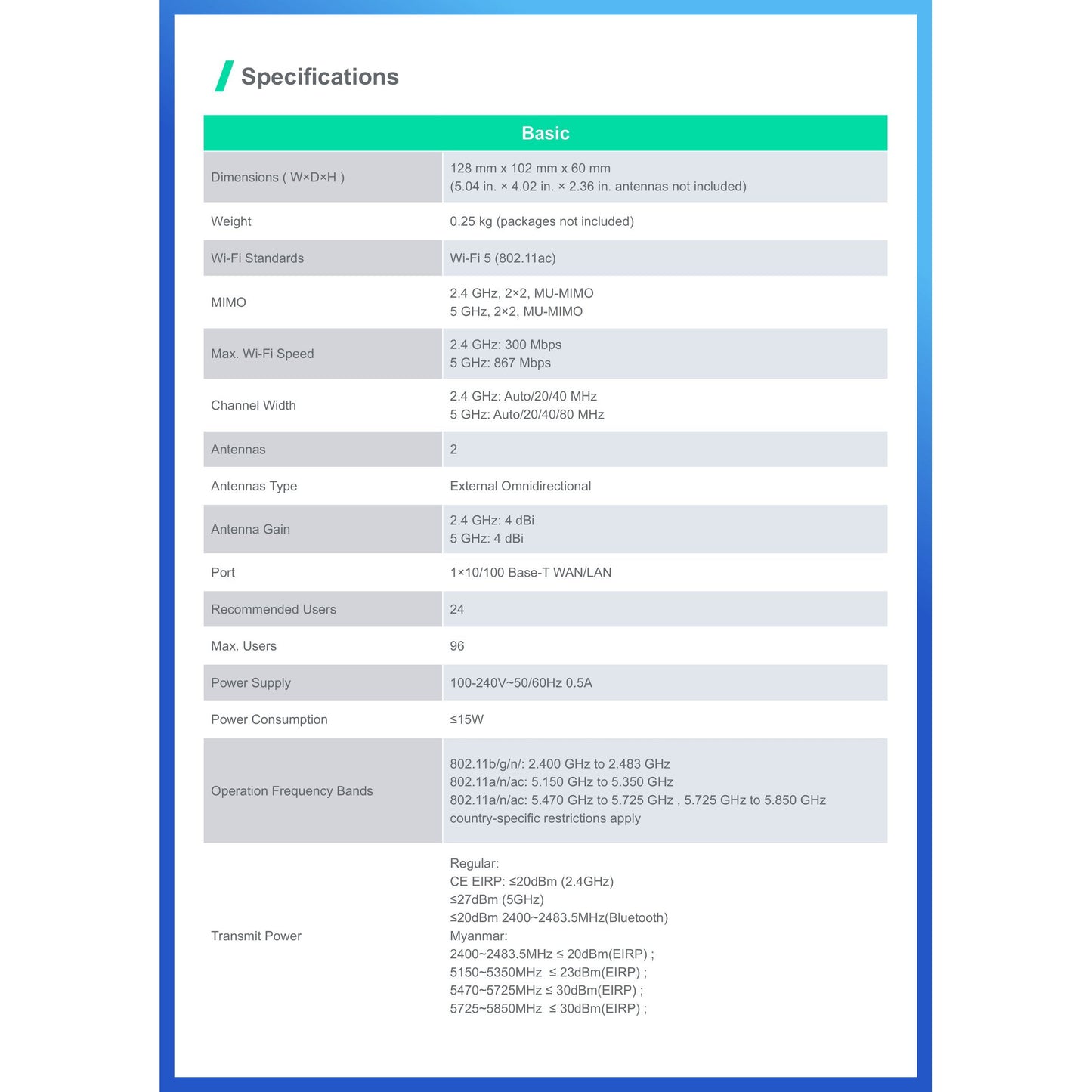 Reyee Dual Band AC 1200Mbps 4dBi Mesh Range Extender | RG-EW1200R