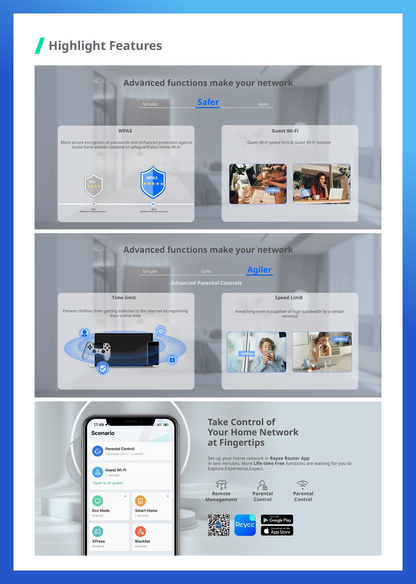 Reyee Dual Band AC 1300Mbps Gigabit Mesh Router | RG-EW1300G