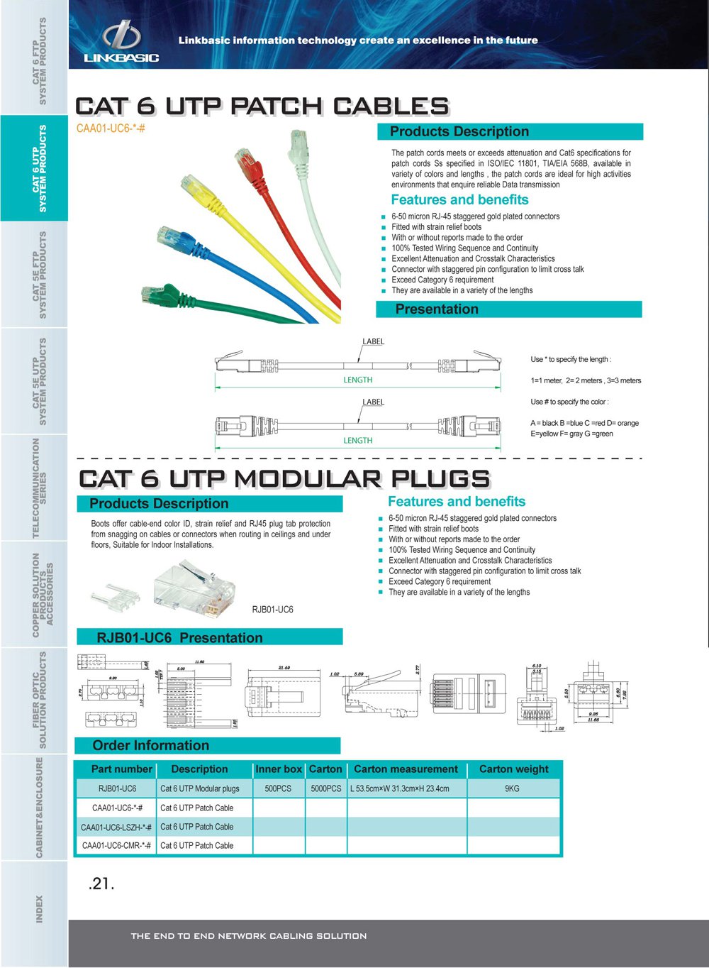 Linkbasic RJ45 Cat6 UTP Modular Plug. (Termination) (50 Plugs)