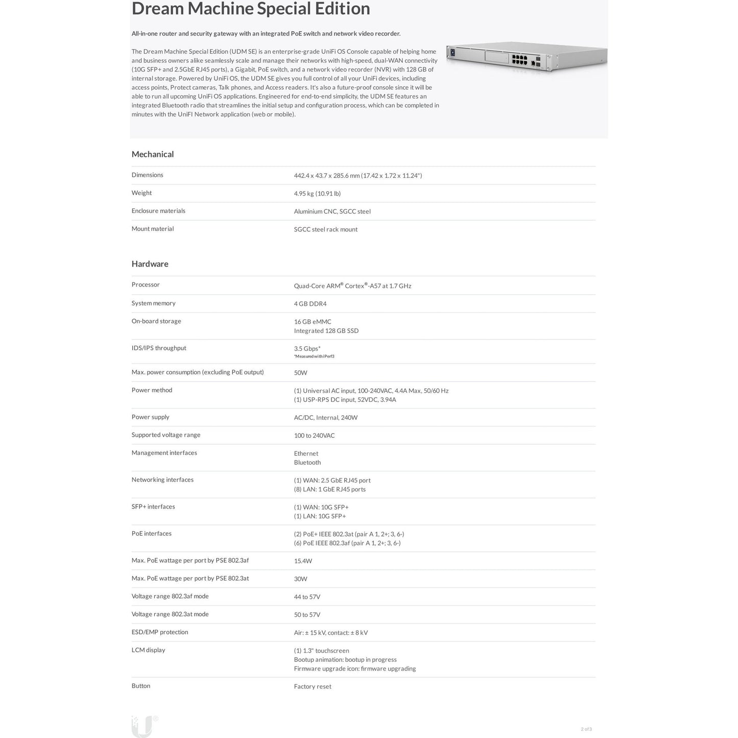 Ubiquiti UniFi Dream Machine Special Edition 8 PoE 1SFP+ | UDM-SE