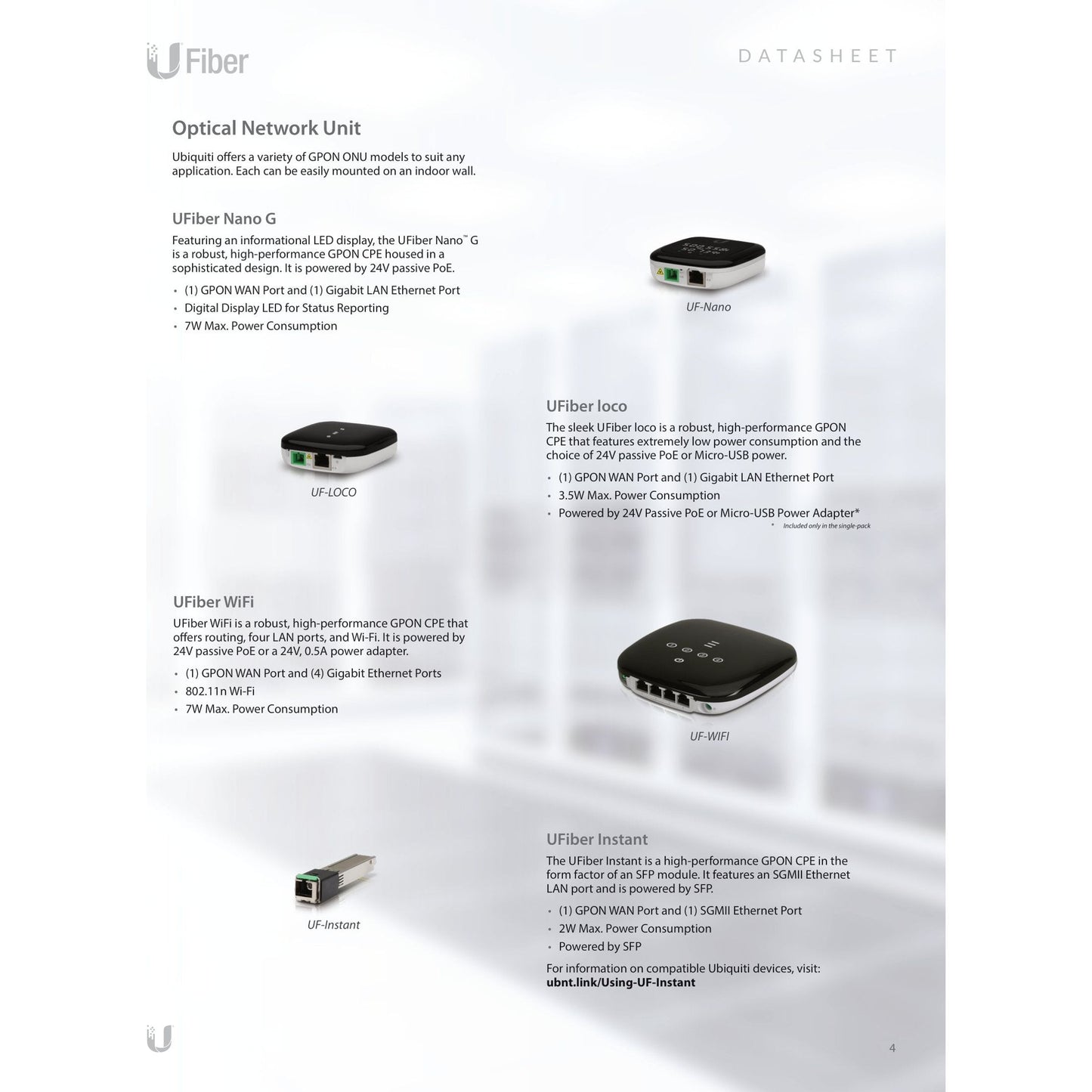 Ubiquiti UISP Fiber WiFi GPON CPE with 4 Gigabit Ports | UF-WIFI