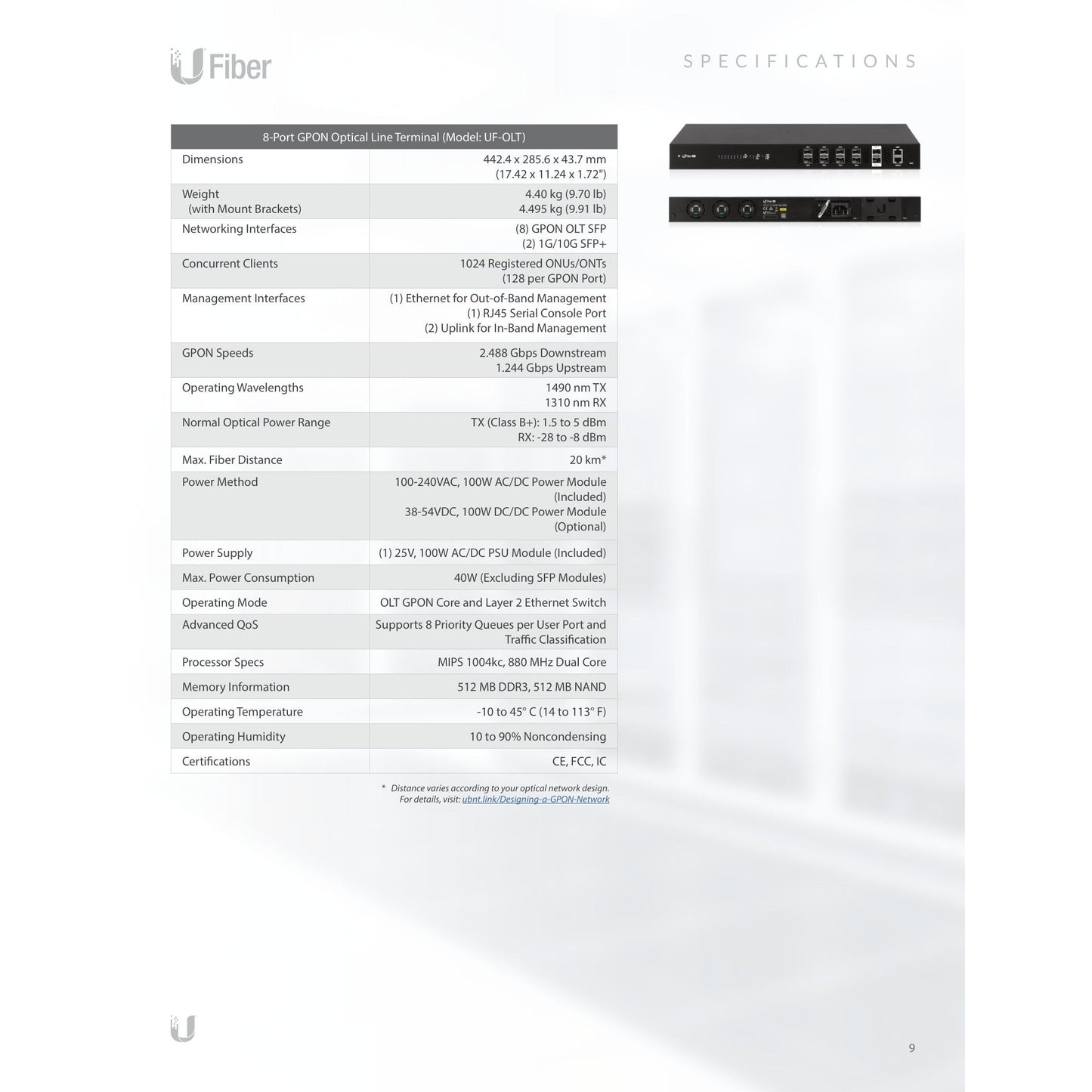 Ubiquiti GPON C+ SC/UPC 20km SFP Module | UF-GP-C+