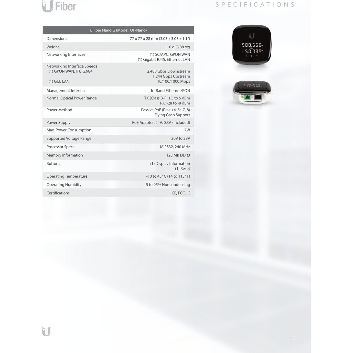 Ubiquiti UISP Fiber WiFi GPON CPE with 4 Gigabit Ports | UF-WIFI