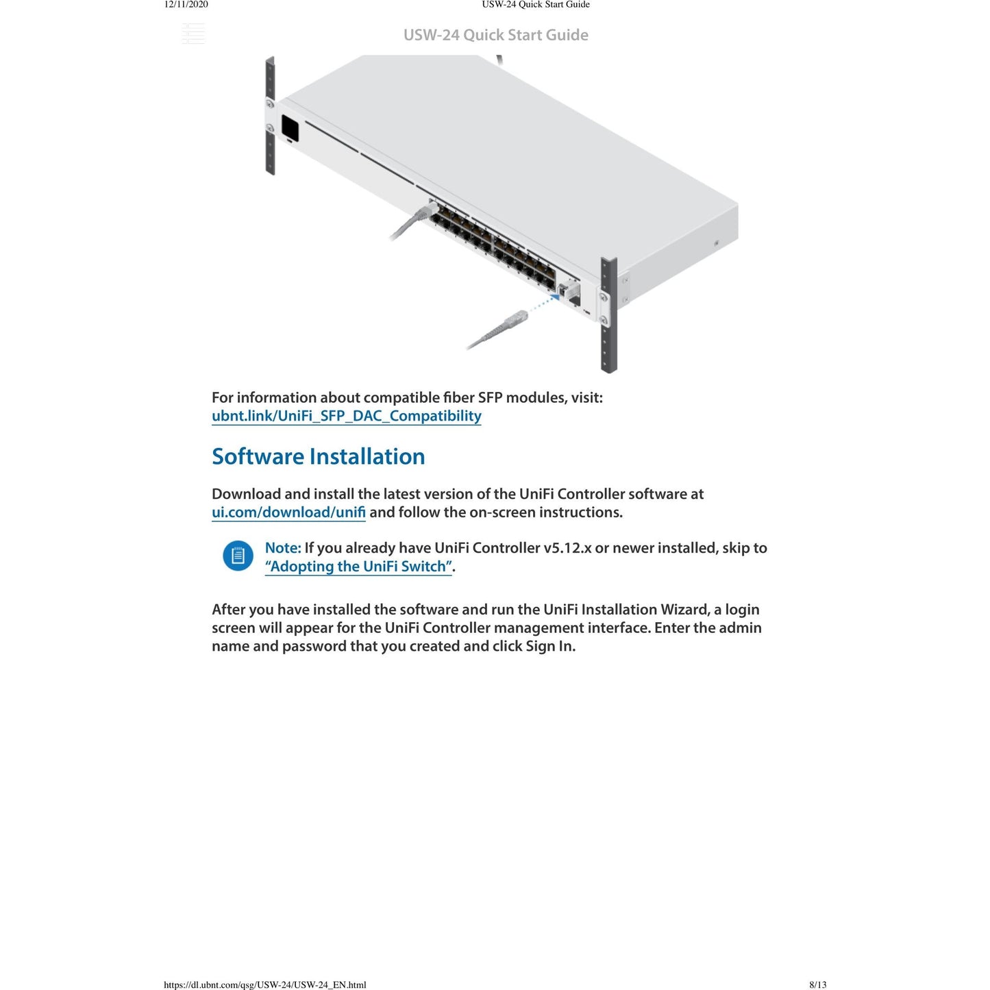 Ubiquiti UniFi Switch 24 Port Gigabit 2SFP | USW-24