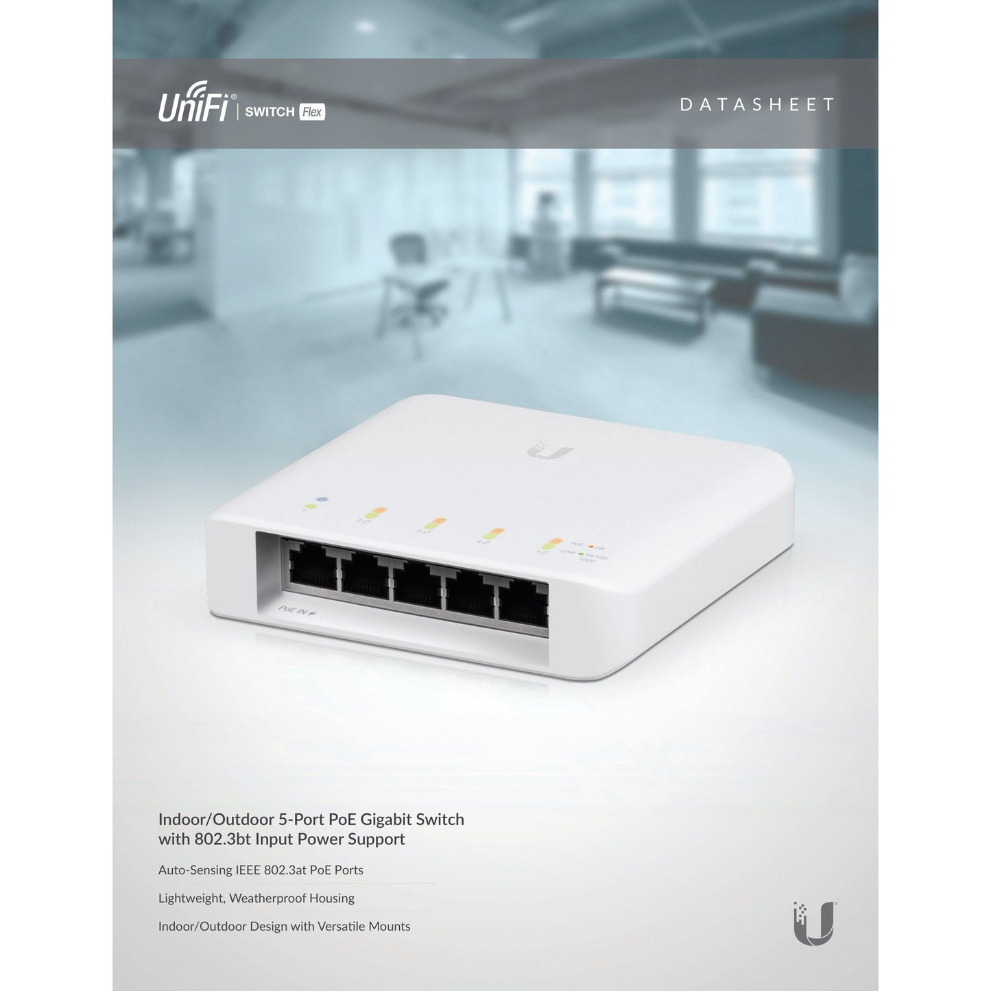 Ubiquiti UniFi Flex Switch 5 Port Gigabit 1PoE In 4PoE Out | USW-Flex