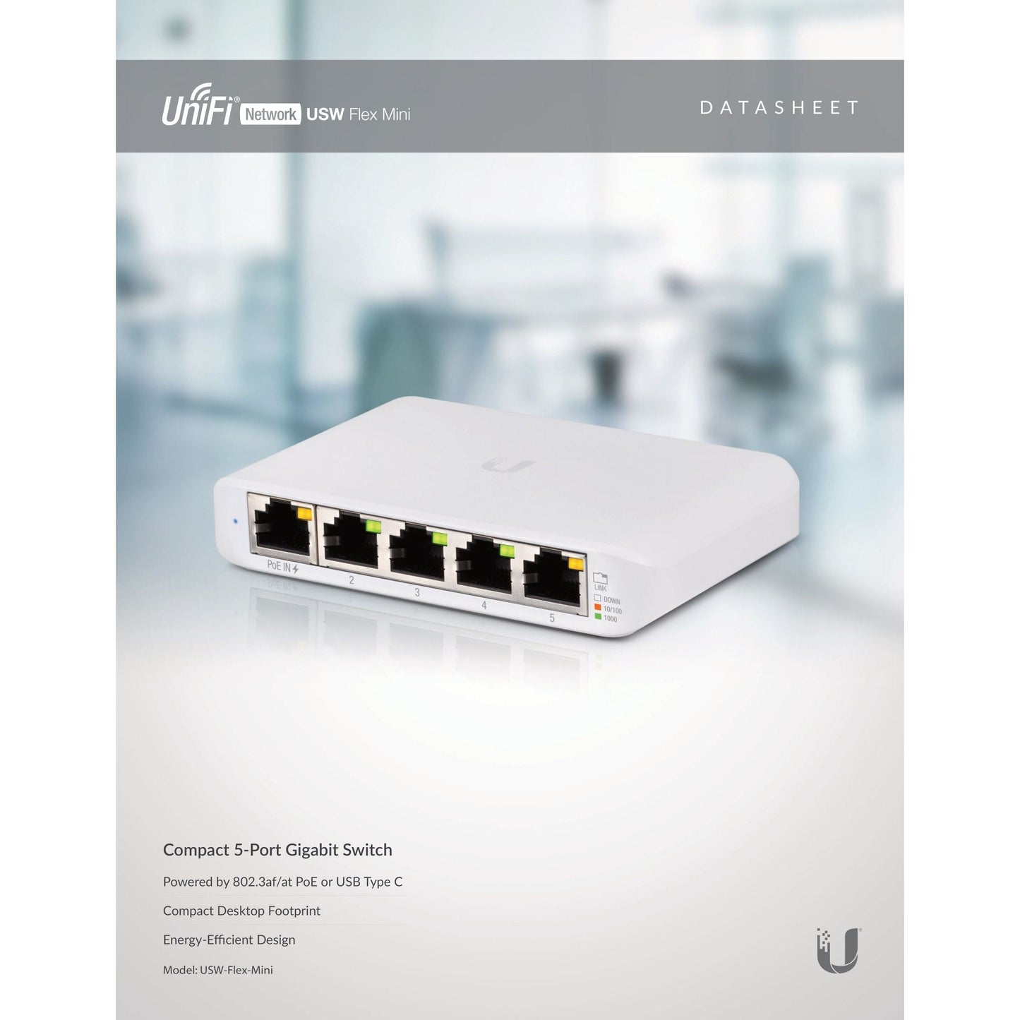 Ubiquiti UniFi Flex Mini 5 Port Gigabit 1PoE Input | USW-Flex-MINI