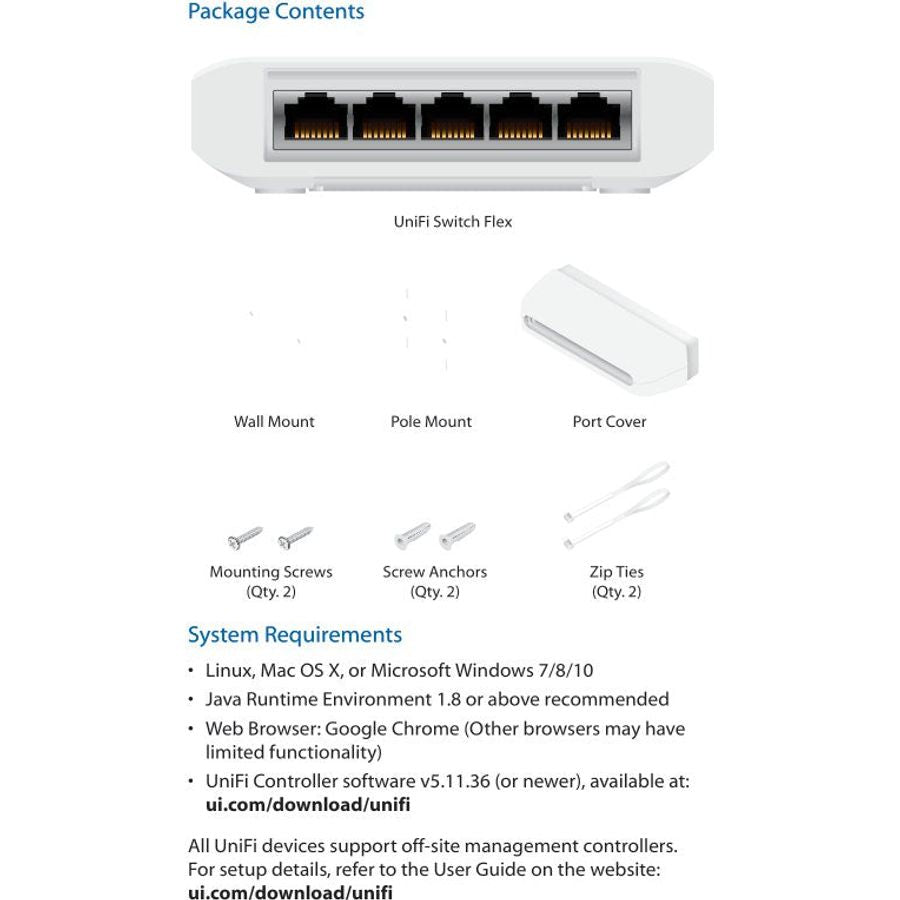 Ubiquiti UniFi Flex Switch 5 Port Gigabit 1PoE In 4PoE Out | USW-Flex