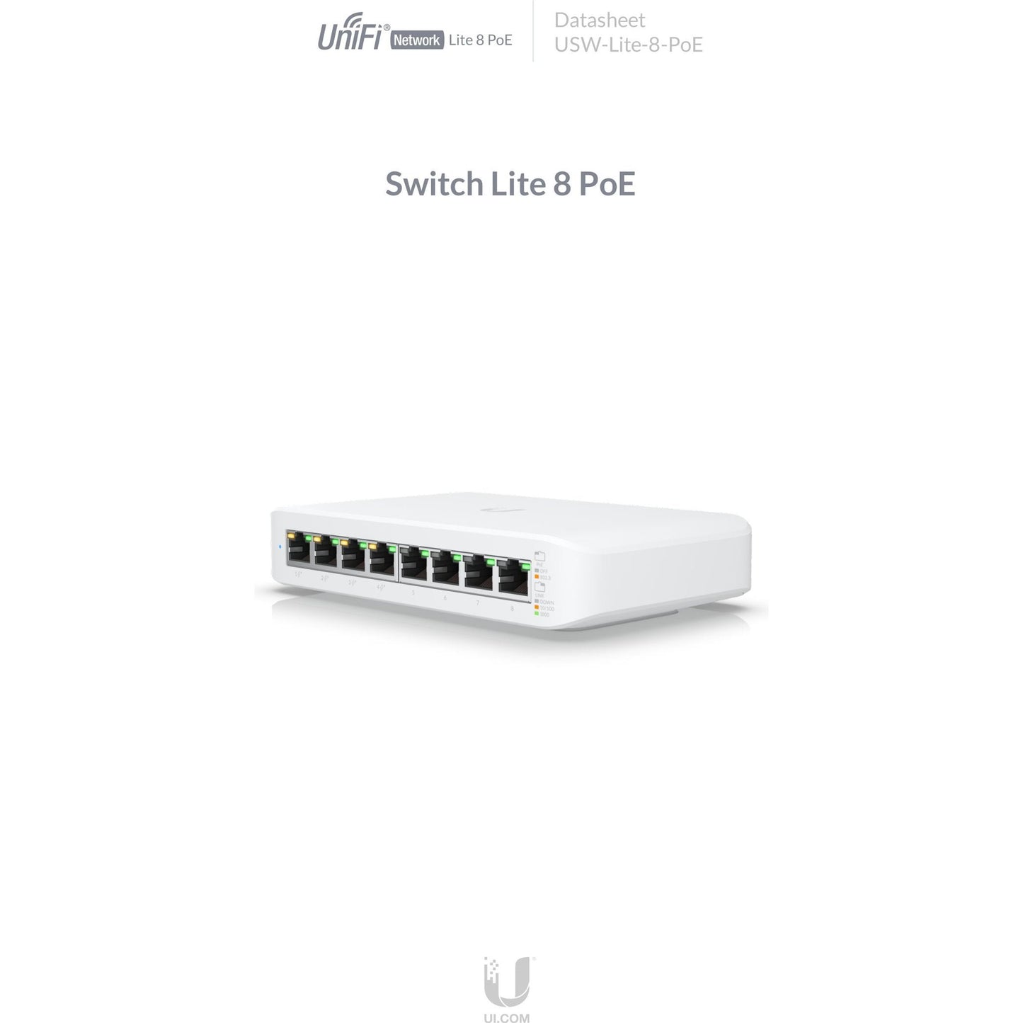 Ubiquiti UniFi Switch Lite 8 Port Gigabit 4PoE 52W | USW-Lite-8-POE