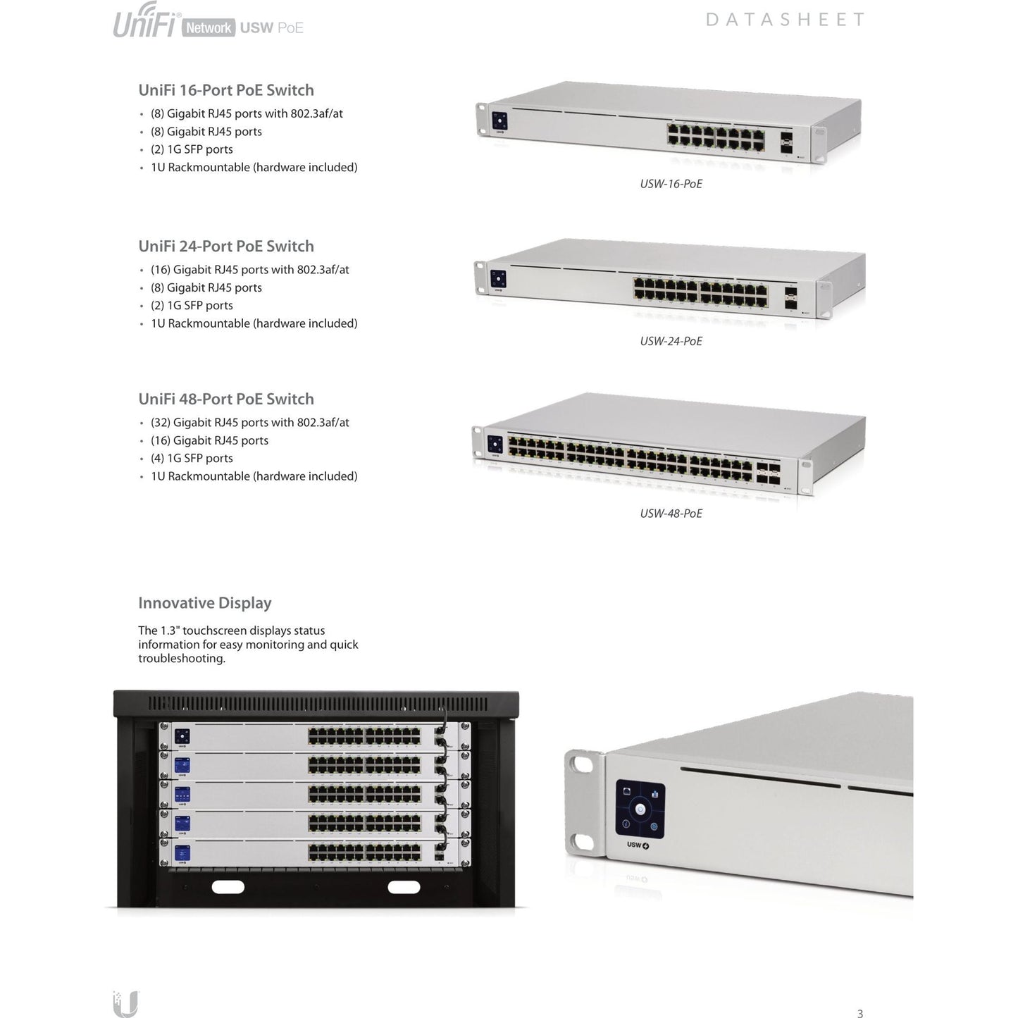 Ubiquiti UniFi Switch 16 Port Gigabit 8PoE 42W 2SFP | USW-16-POE