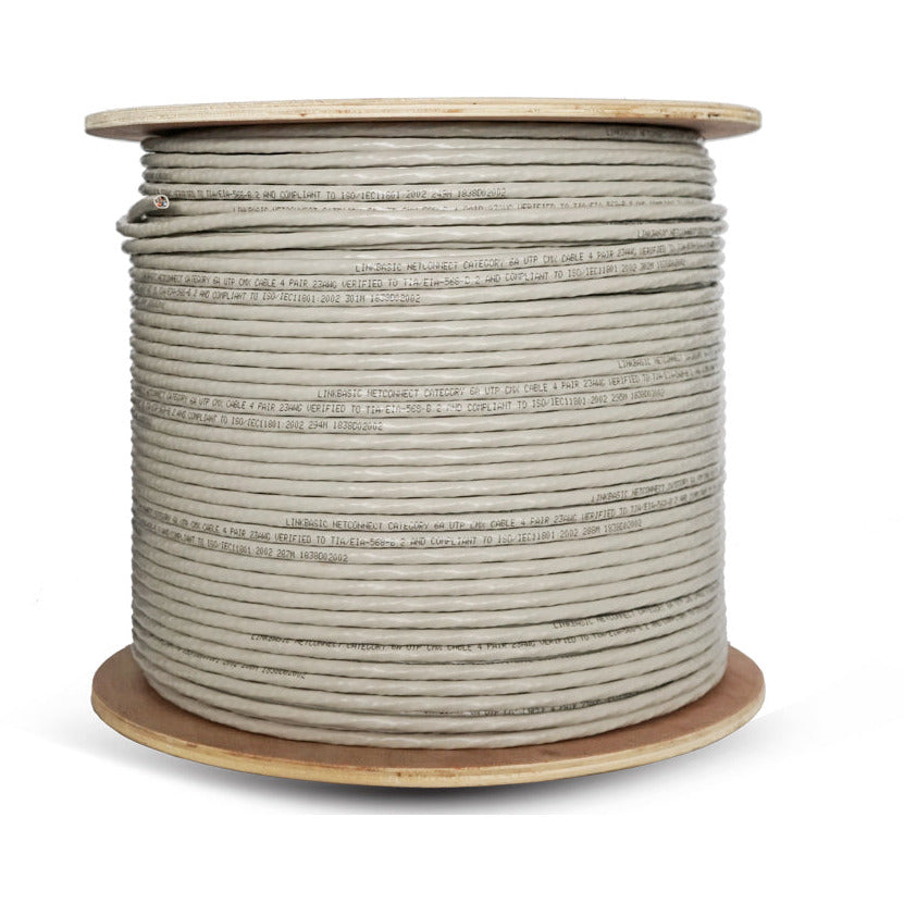 Linkbasic Drum Cat6a Solid Grey UTP Network Cable