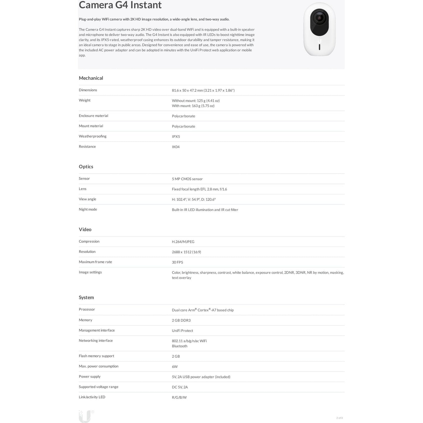 Ubiquiti UniFi Protect G4 Instant 5MP WiFi IP Camera | UVC-G4-INS