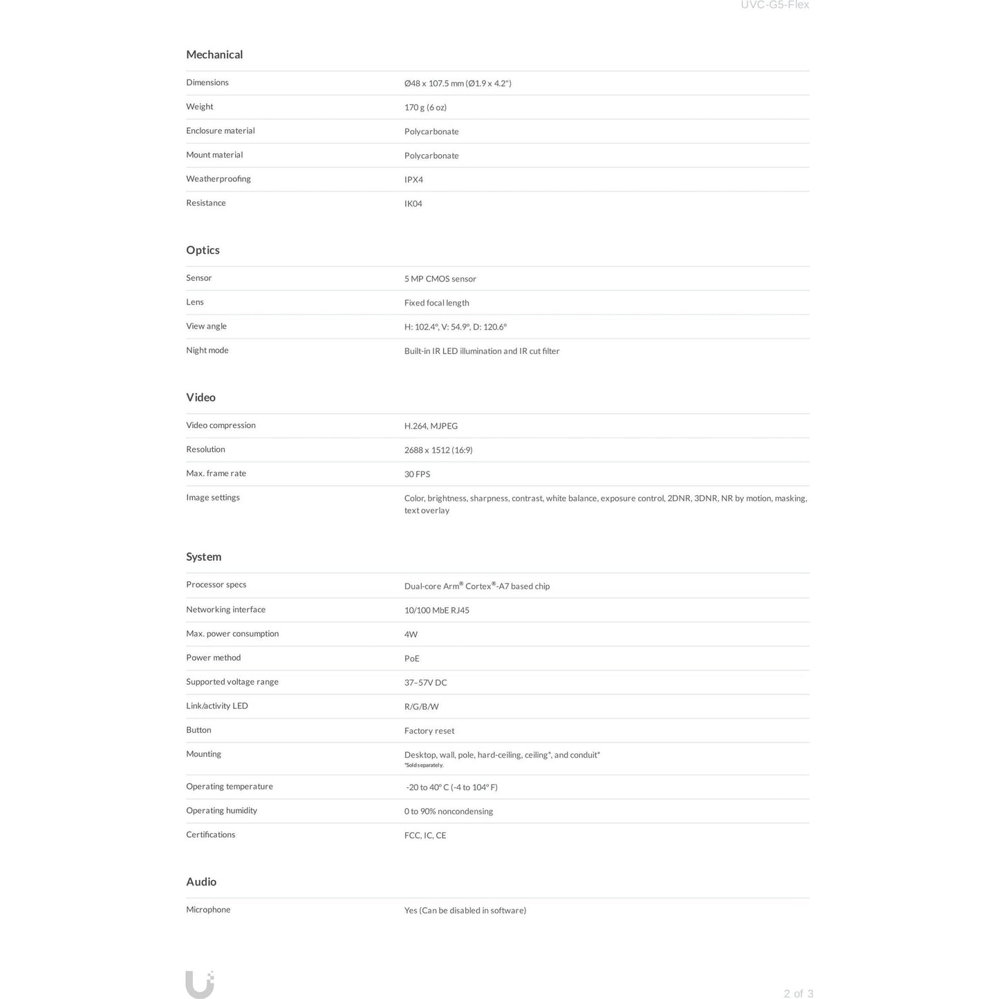 Ubiquiti UniFi Protect G5 Flex 5MP IP Camera | UVC-G5-Flex