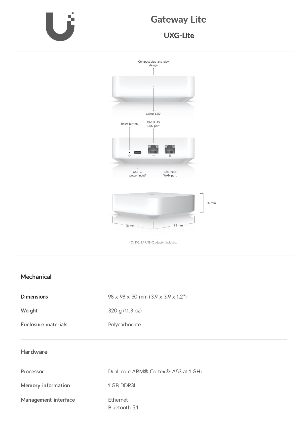 Ubiquiti UniFi Next-Generation Security Gateway Lite | UXG-LITE