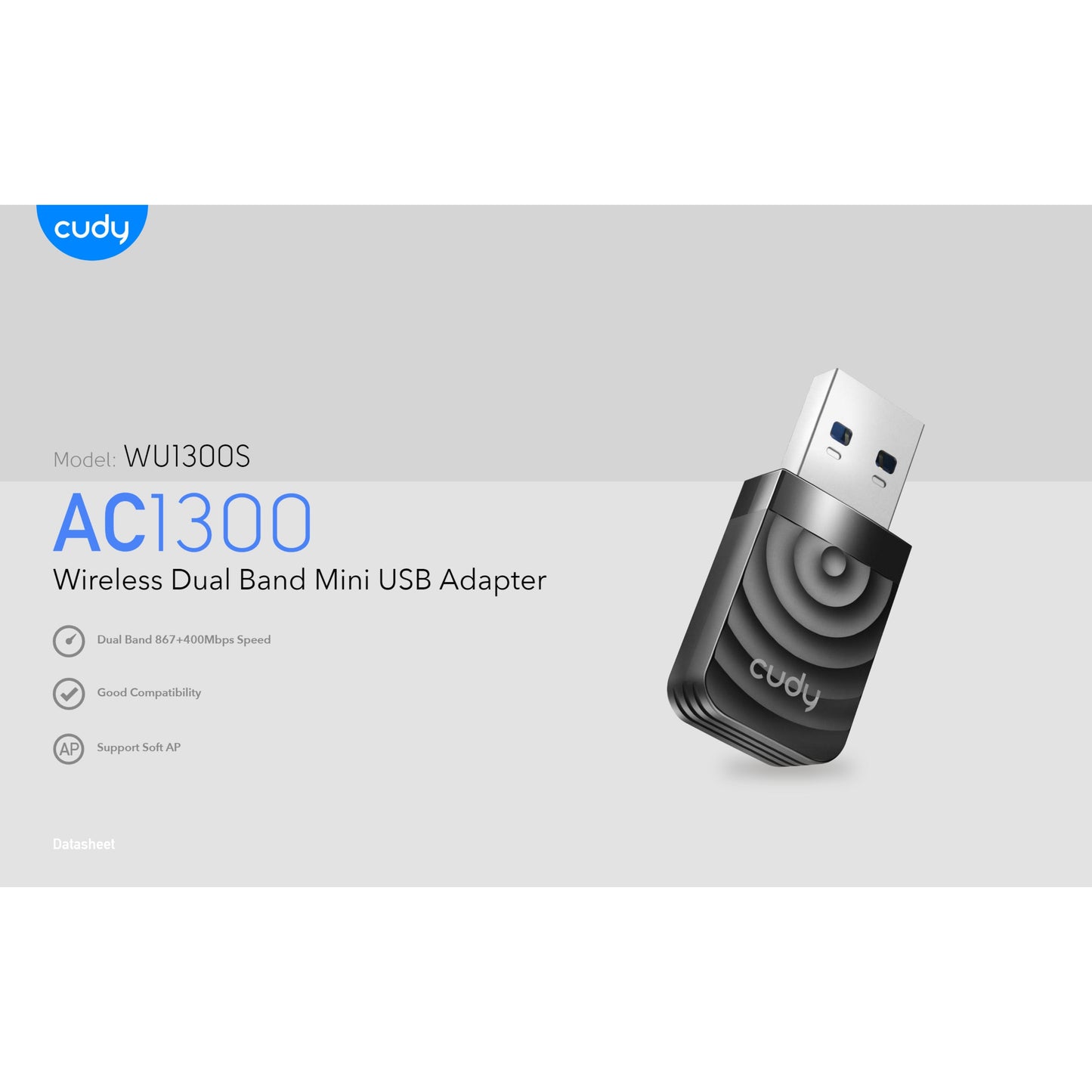 Cudy Dual Band WiFi 5 1300Mbps USB 3.0 Adapter | WU1300S