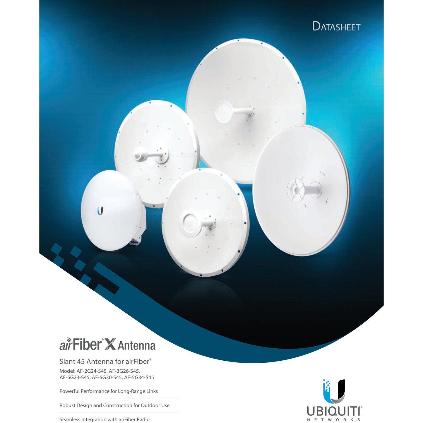 Ubiquiti UISP airFiberX 5GHz 23dBi 45° Slant Dish Antenna | AF-5G23-S45