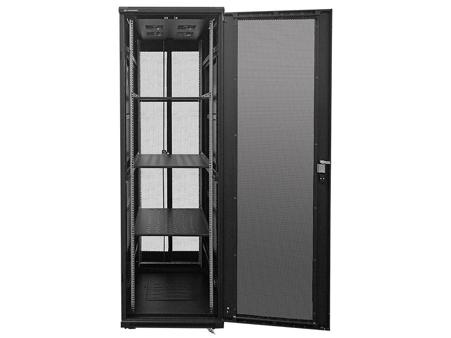 Linkbasic 42U 1M Deep Network Cabinet. 4 Fans 3 Shelves & Perforated Steel Doors