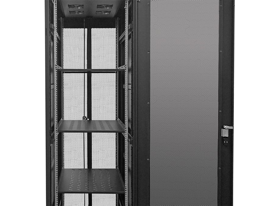Linkbasic 42U 1M Deep Network Cabinet. 4 Fans 3 Shelves & Perforated Steel Doors