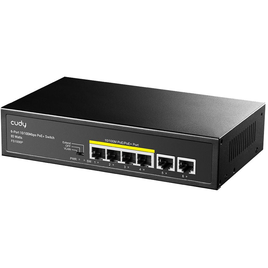Cudy 6 Port Fast Ethernet 4 PoE 60W Switch | FS1006P