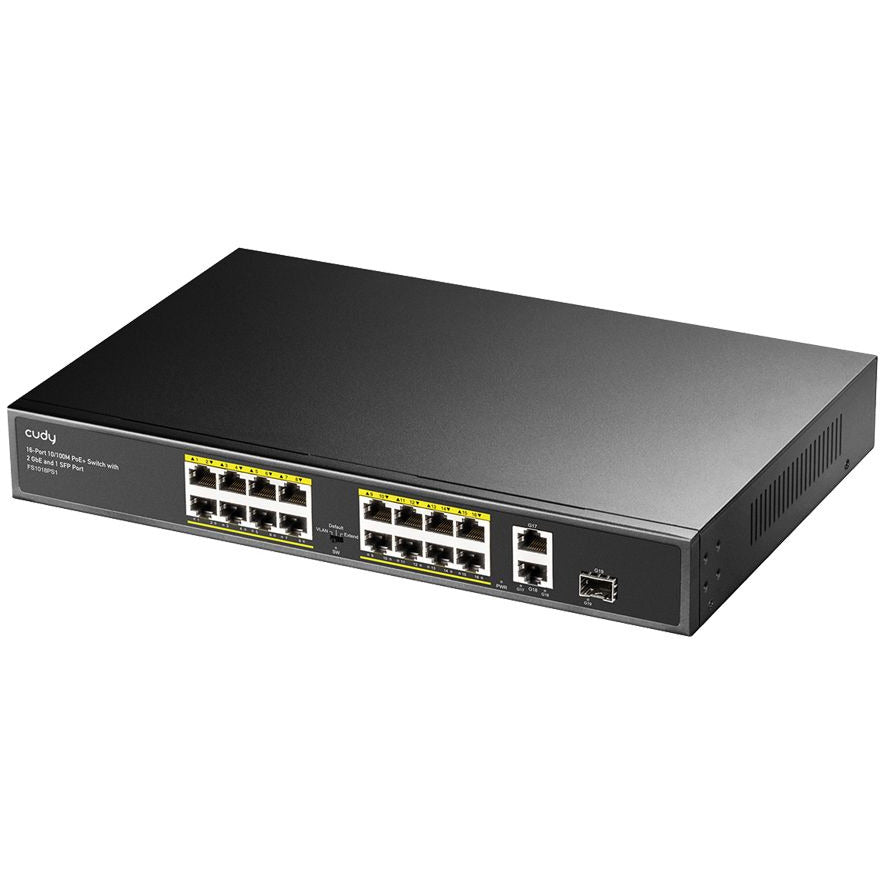 Cudy 16 Port Fast Ethernet PoE 190W 2 Gigabit 1SFP Switch | FS1018PS1