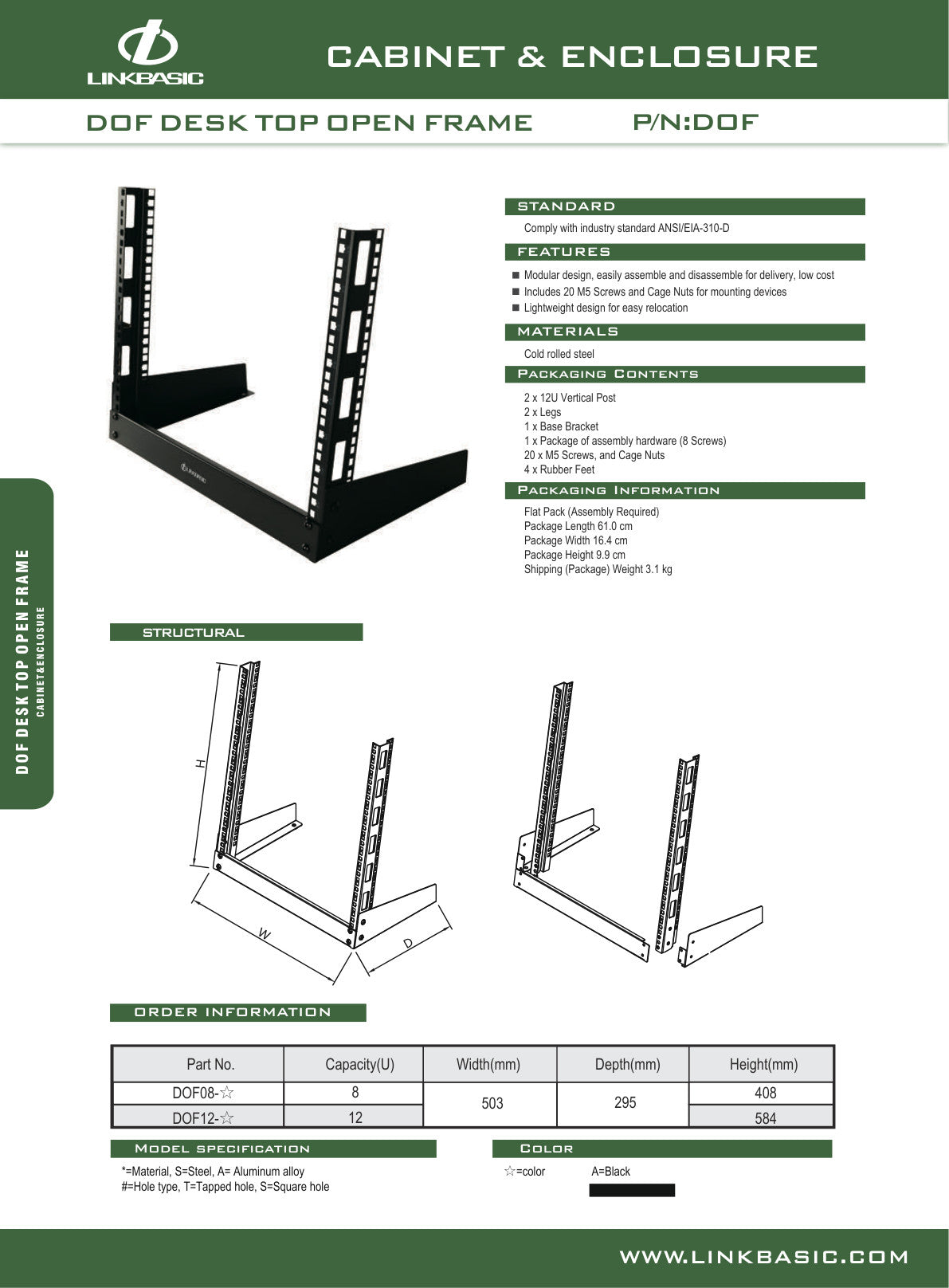 Linkbasic 12U Desktop Open Rack