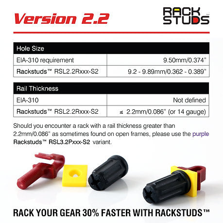 Rackstuds 2.2mm 100 Pack Red
