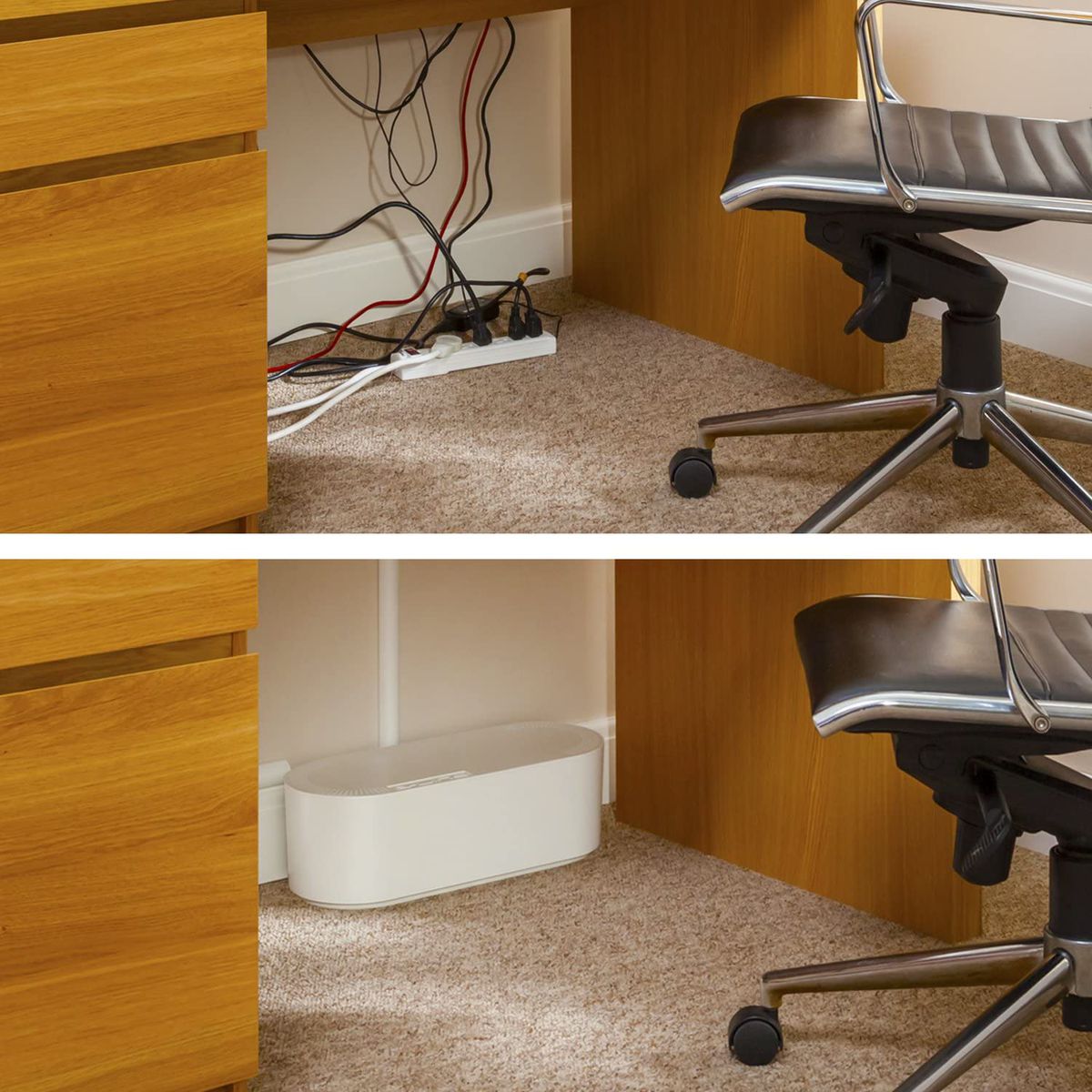 D-Line: Tidy Cable Management Box, Large 415mm x 165mm x 135m, White