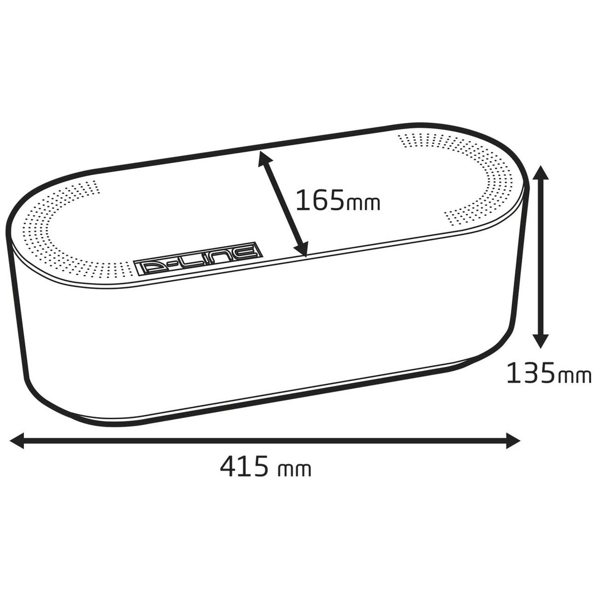 D-Line: Tidy Cable Management Box, Large 415mm x 165mm x 135m, White