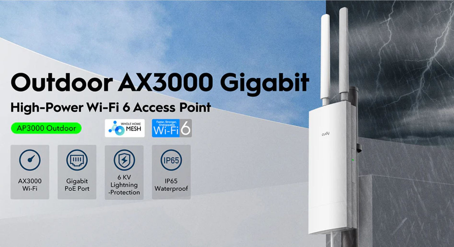 Cudy Dual Band 3000Mbps WiFi 6 Outdoor Access Point | AP3000 Outdoor