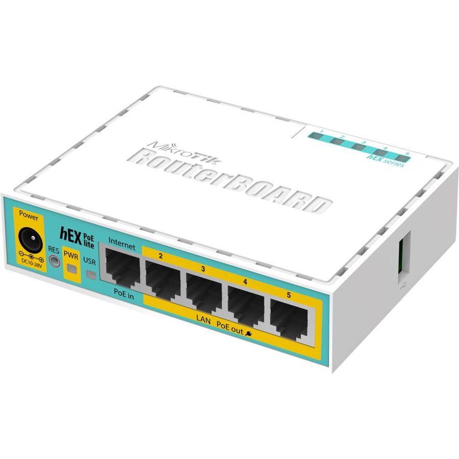 MikroTik hEX PoE Lite 5 Port Ethernet 4 PoE Router | RB750UPr2