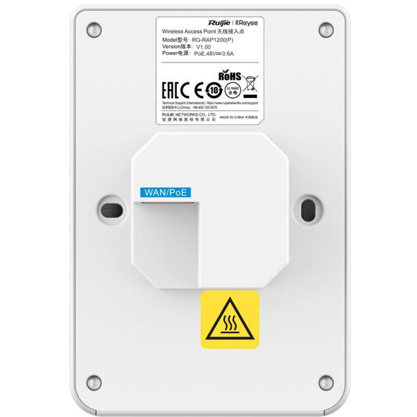 Reyee Dual Band AC 1300Mbps 5 Port Gigabit Mesh In-Wall AP (Access Point) | RG-RAP1200(P)