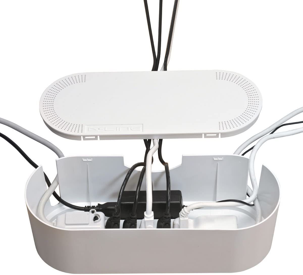 D-Line: Tidy Cable Management Box, Large 415mm x 165mm x 135m, White