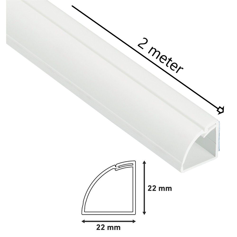D-Line: ¼ Round Cable Management Trunking 22mm x 22mm x 2m White