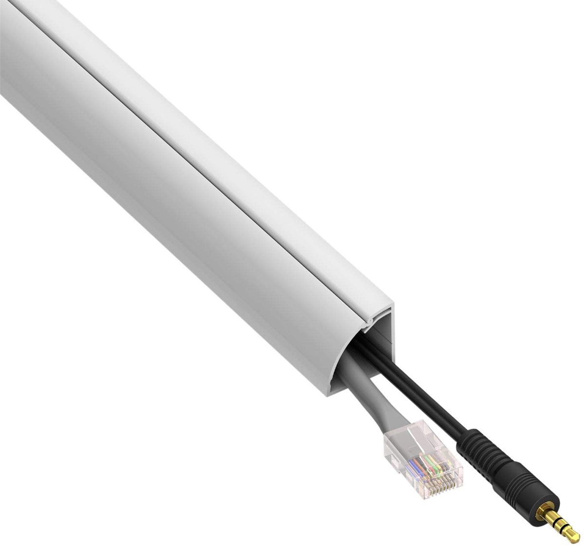 D-Line: ¼ Round Cable Management Trunking 22mm x 22mm x 2m White