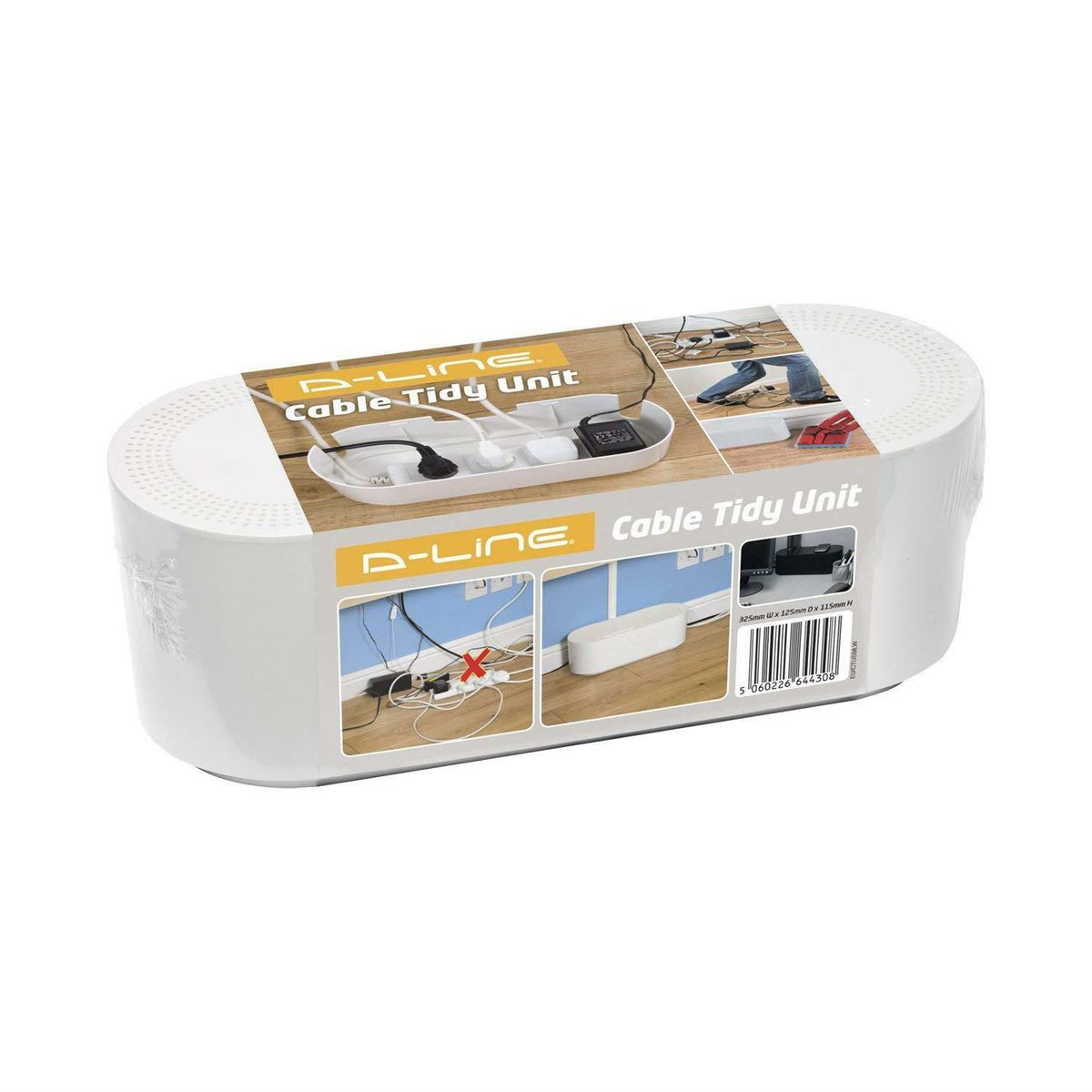 D-Line: Tidy Cable Management Box - SMALL - 325mm x 125mm x 115m, White