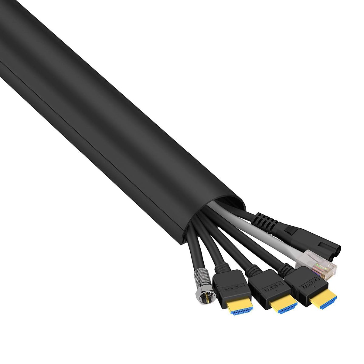 D-Line: Half Round: BLACK: Cable Management Trunking - 50mm x 25mm x 1m