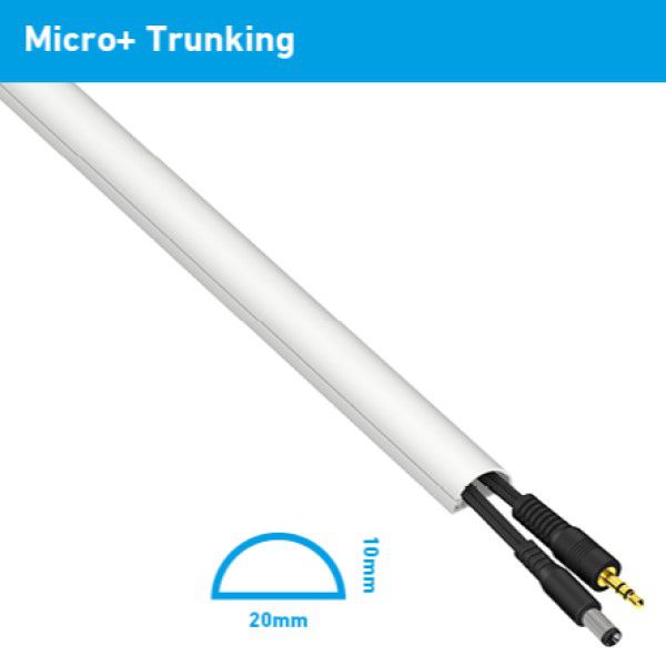 D-Line: 4 x 1m Half Round Cable Trunking Kit 20x10mm + Accessories: White