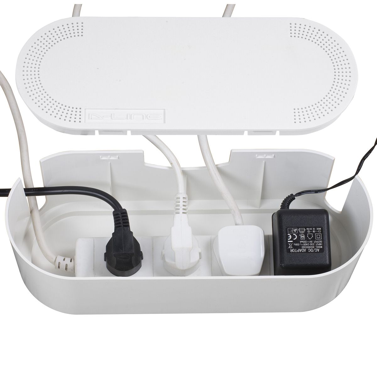 D-Line: Tidy Cable Management Box - SMALL - 325mm x 125mm x 115m, White